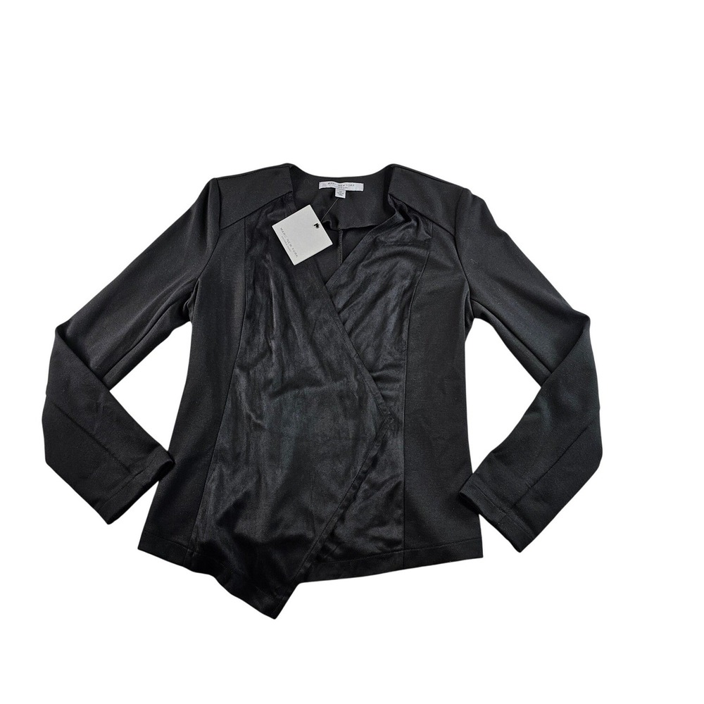 Marc New York Black Womens Wrap Front Stretch Blazer Lightweight Jacket Fashion